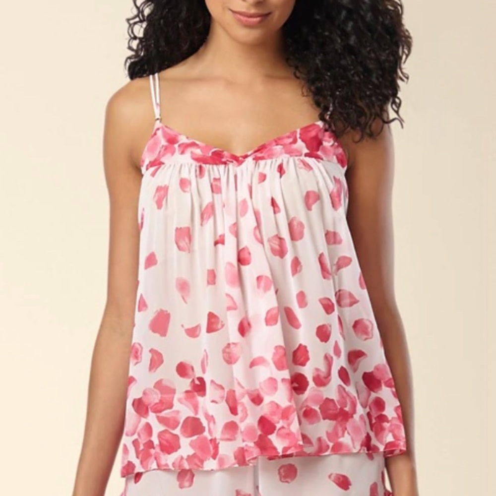 Oscar De La Renta Pink Label Rose Petals Babydoll cute sexy pajama top